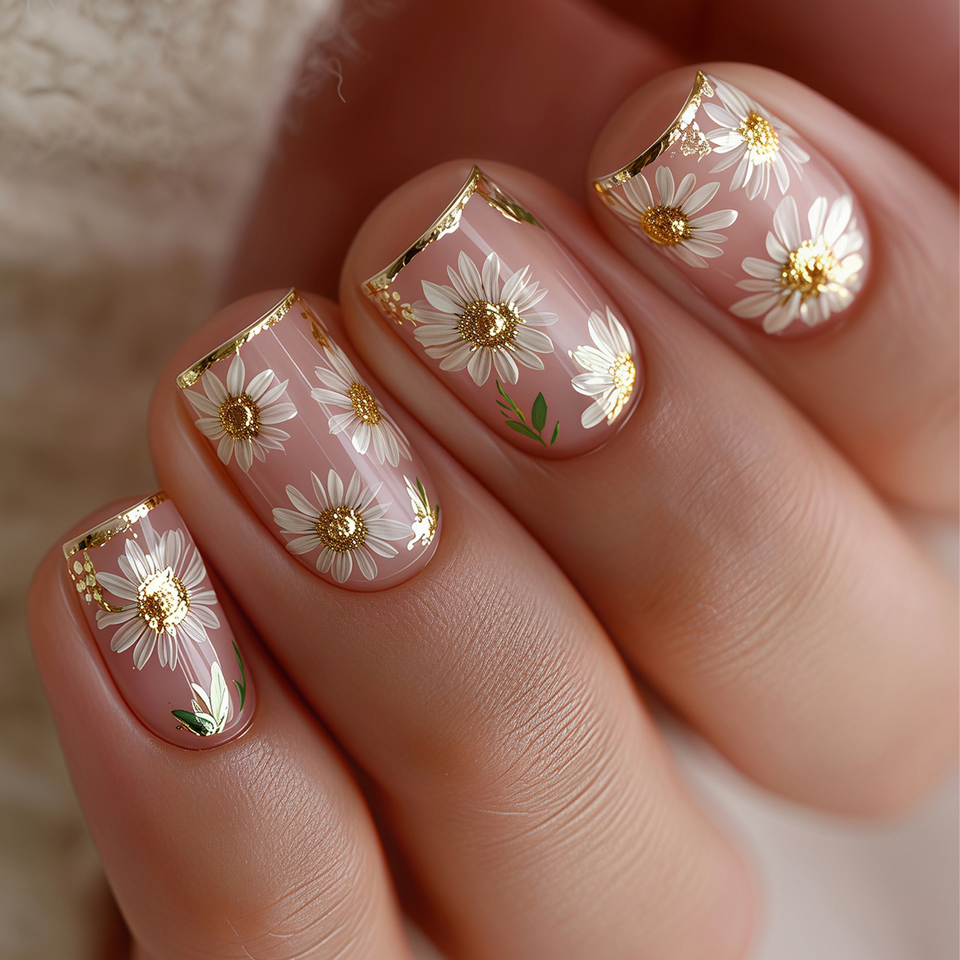 Short Square fake nails golden - Embroidery Embellishments 评论和价格