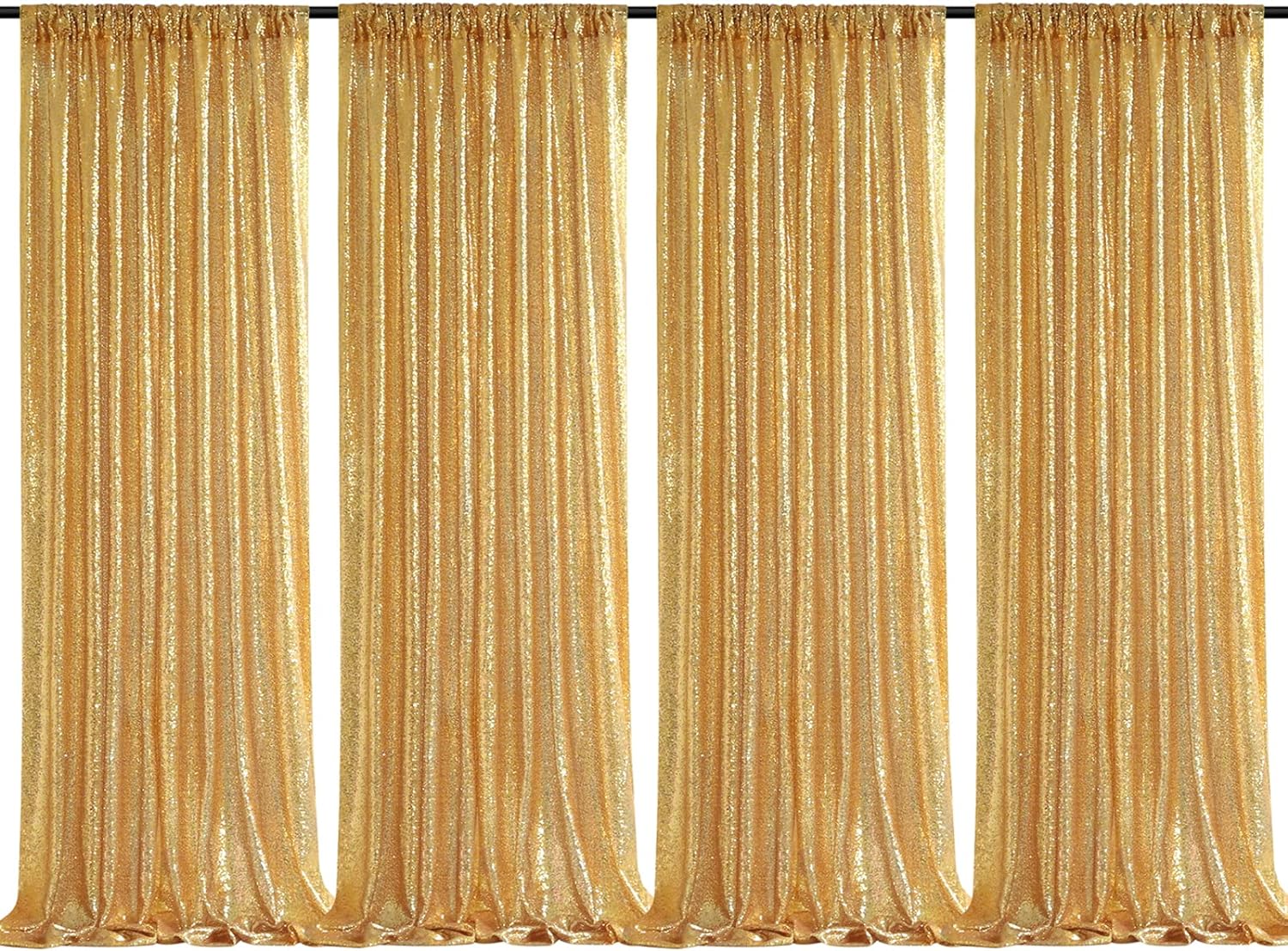 2×8FT-4PCS Gold Sequin Backdro - Sequin Fabric Panel 评论和价格