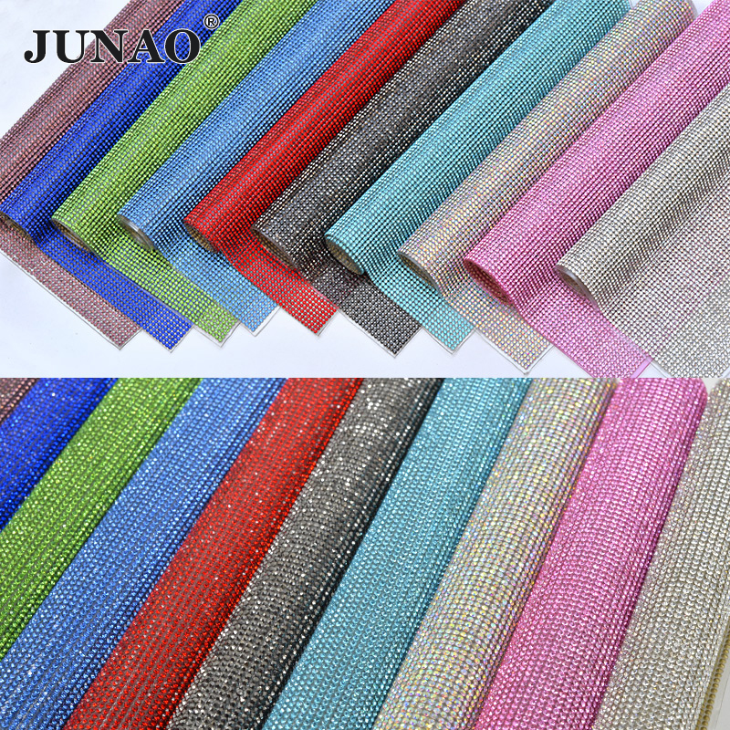 JUNAO 24x40cm Light Peach Self - Hotfix Rhinestone Sheet 评论和价格