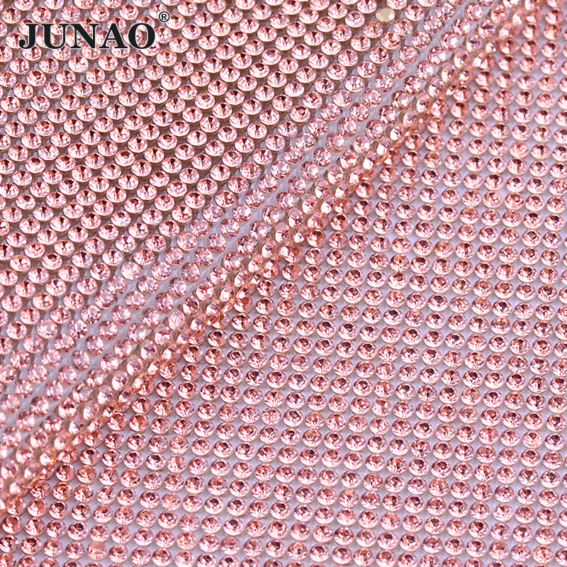 JUNAO 24x40cm Light Peach Self - Hotfix Rhinestone Sheet 评论和价格