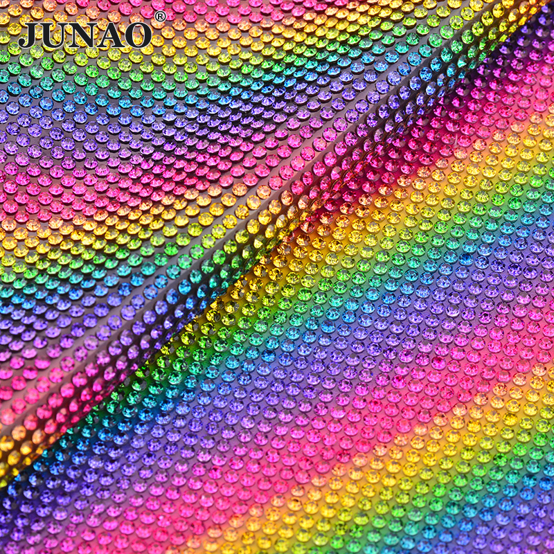 JUNAO 24x40cm Light Peach Self - Hotfix Rhinestone Sheet 评论和价格