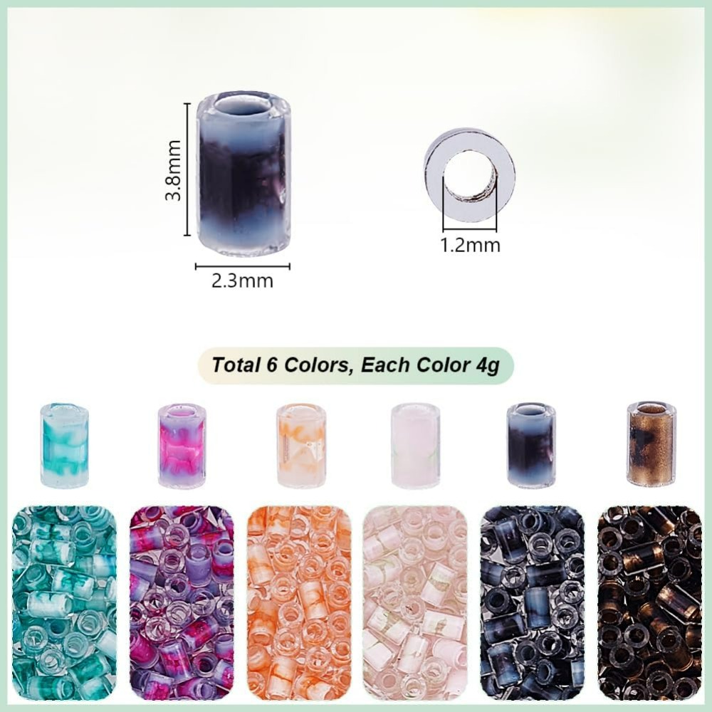 720pcs 6 Colors Tube Beads 24g - Embroidery Craft 评论和价格