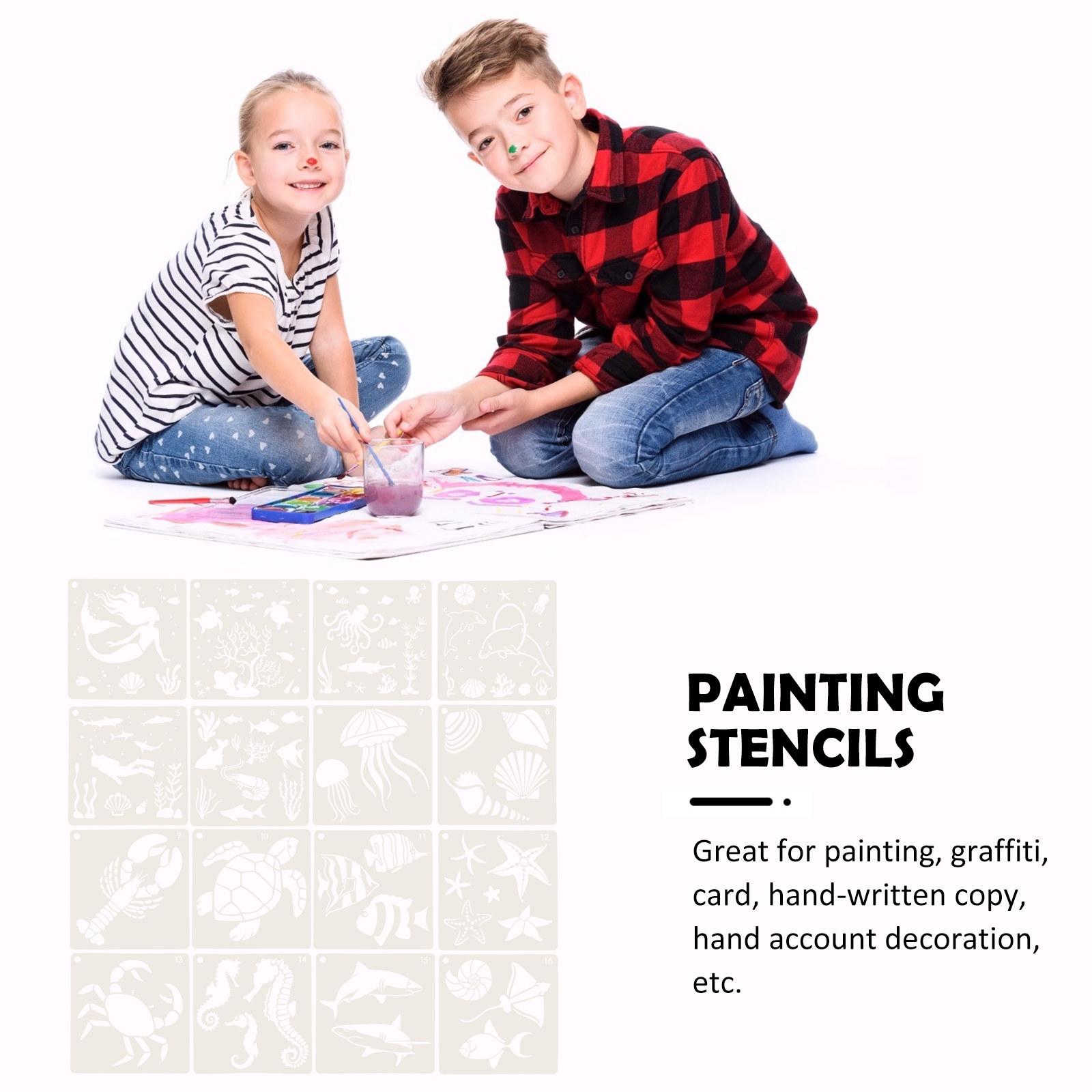 16pcs Ocean World Painting Tem - Craft Embellishment World 评论和价格