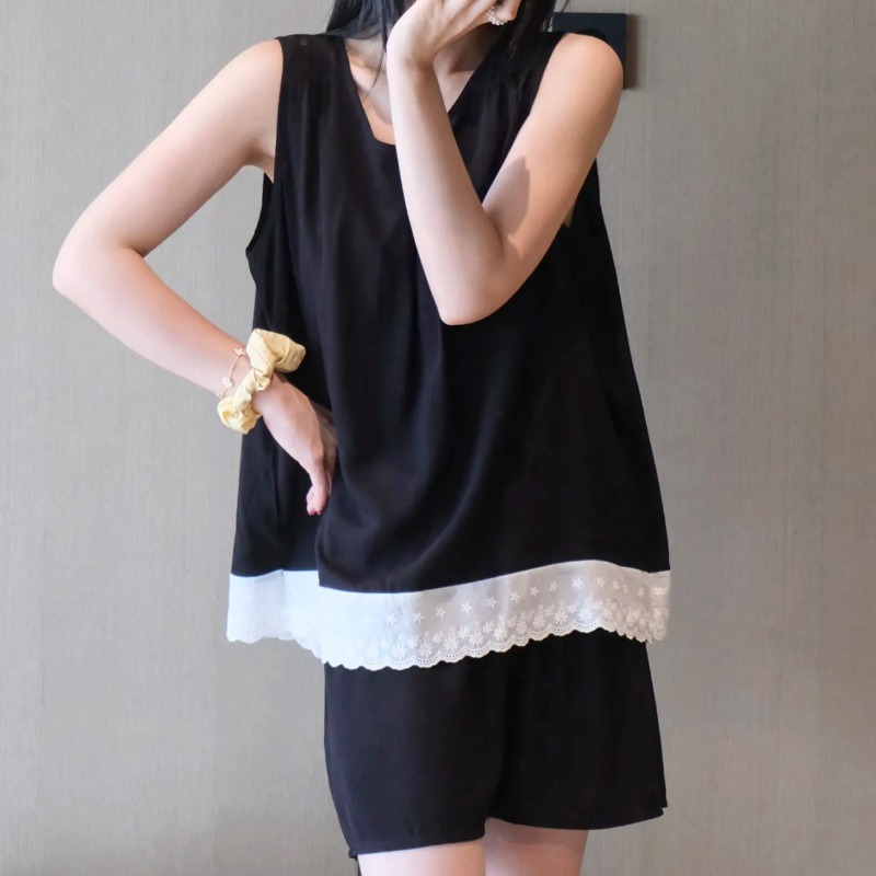 Women Sleeveless Lace Trim Lou - Elastic Lace Trim 评论和价格