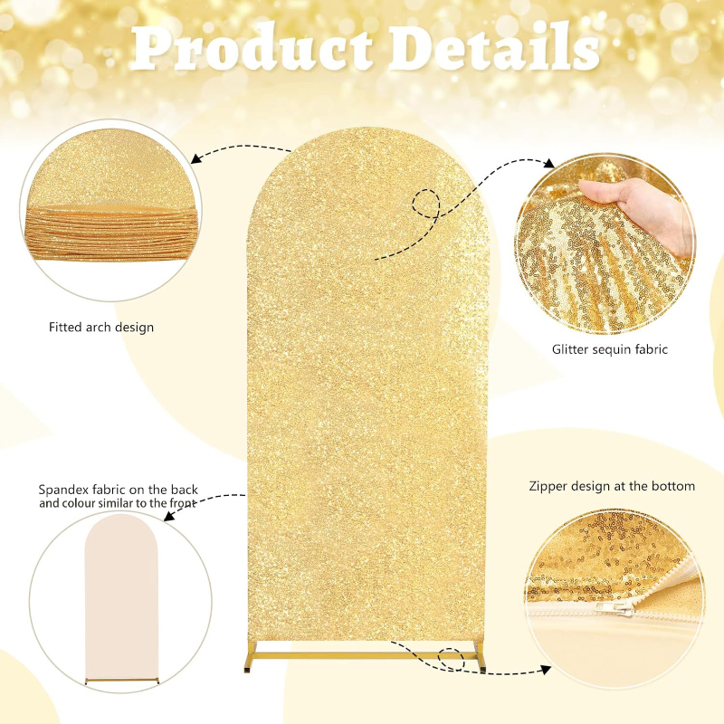 4 Colors 7 Sizes Sequin Arch F - Sequin Fabric Panel 评论和价格