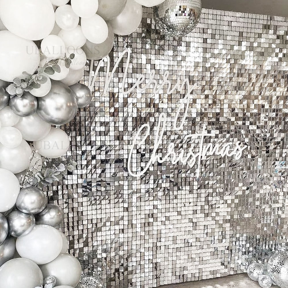 Silver Sequin Wall Backdrop Pa - Sequin Fabric Panel 评论和价格