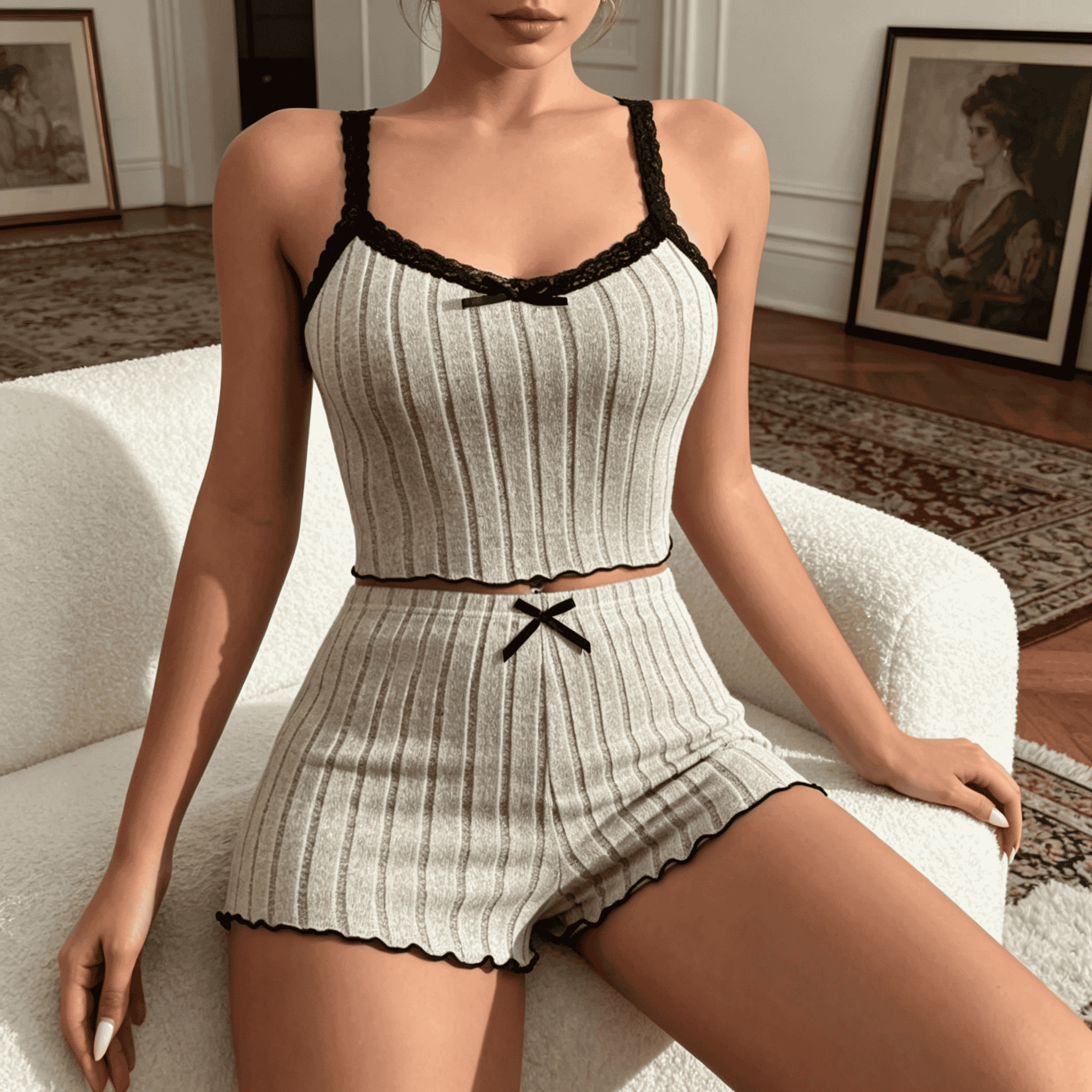 Women Cute Summer Ribbed Knit  - Embellish Knit 评论和价格