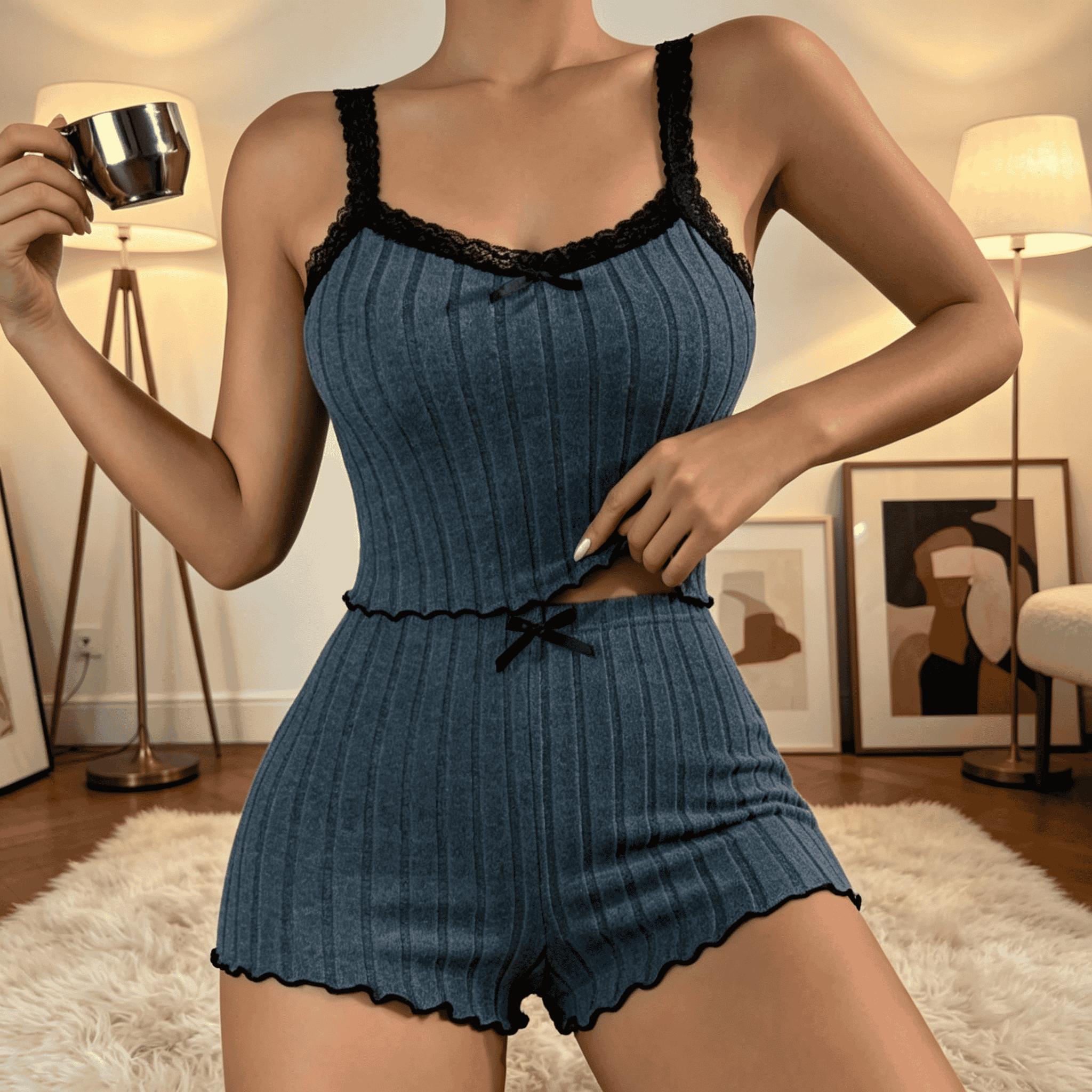 Women Cute Summer Ribbed Knit  - Embellish Knit 评论和价格